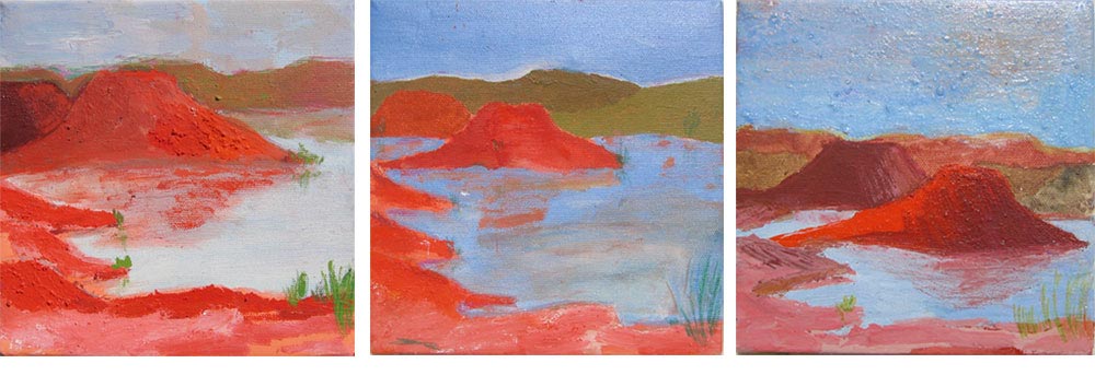 2005 Lac du salagou (série de toiles de 20x20cm)